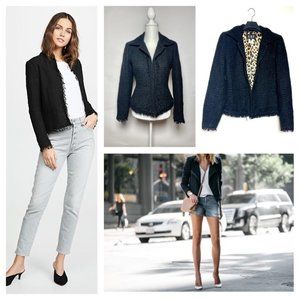 A.B.S by ALLEN SWARTZ Women 6 Black Tweed Silver Metallic Shimmer Blazer Jacket